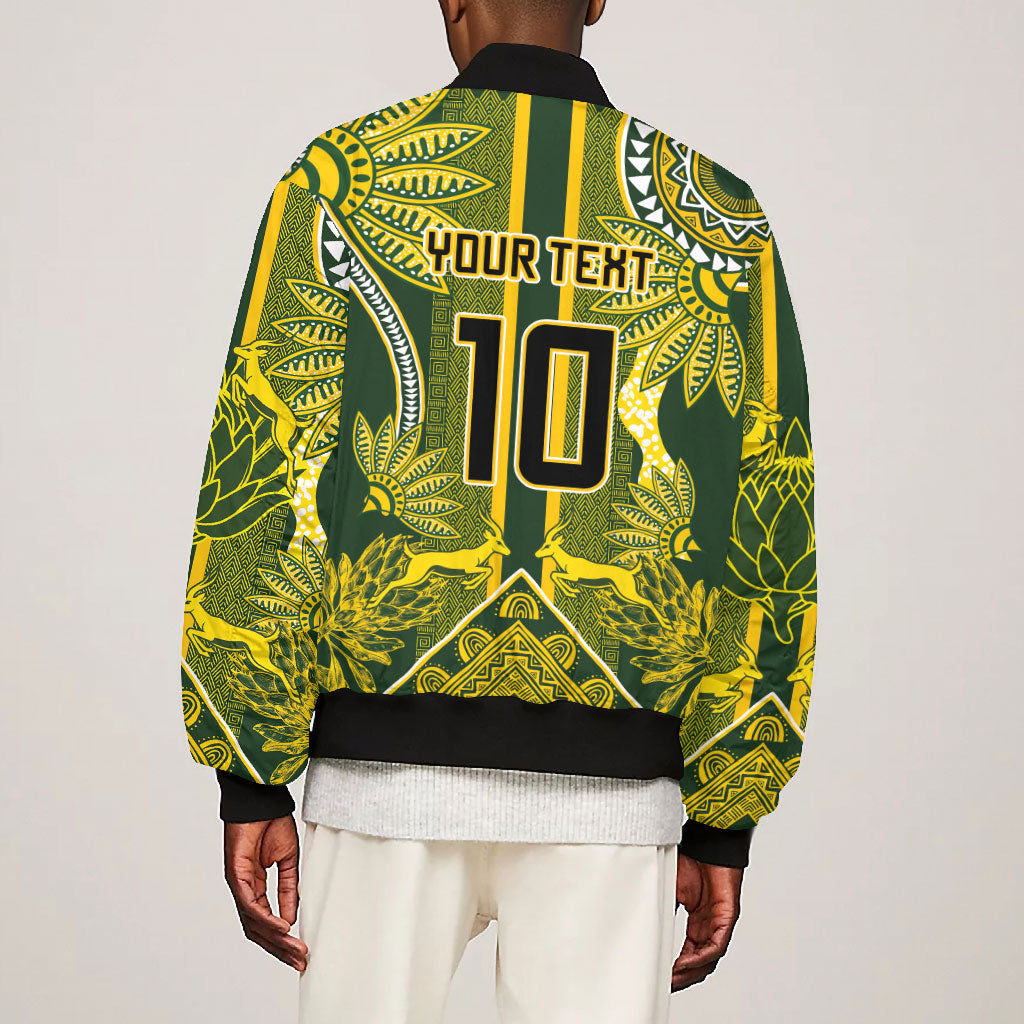 South Africa Rugby Custom Bomber Jacket Springbok with King Protea Inspired by African Heritage