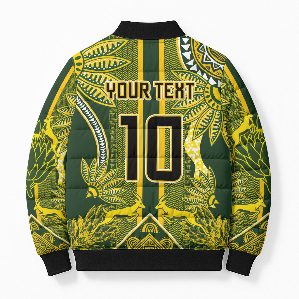 South Africa Rugby Custom Bomber Puffer Jacket Springbok with King Protea Inspired by African Heritage