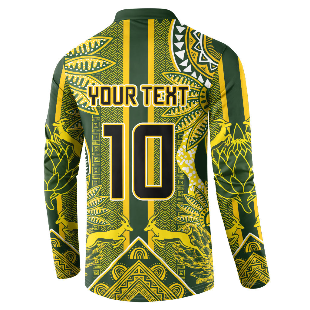 South Africa Rugby Custom Button Sweatshirt Springbok with King Protea Inspired by African Heritage