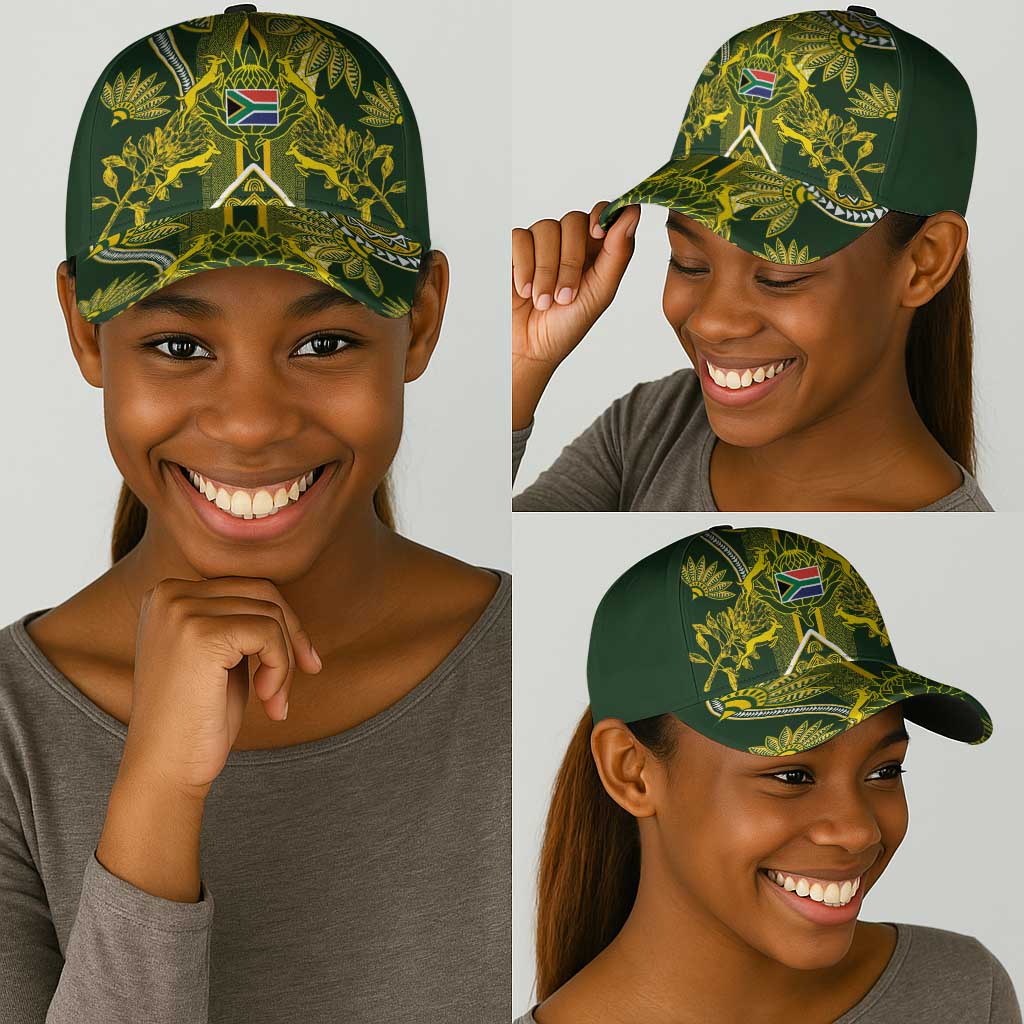 South Africa Rugby Classic Cap Springbok with King Protea Inspired by African Heritage
