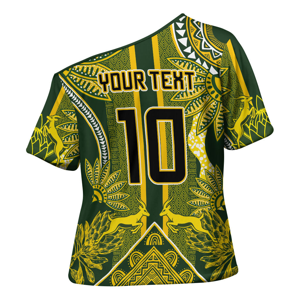 South Africa Rugby Custom Cross Shoulder Shirt Springbok with King Protea Inspired by African Heritage