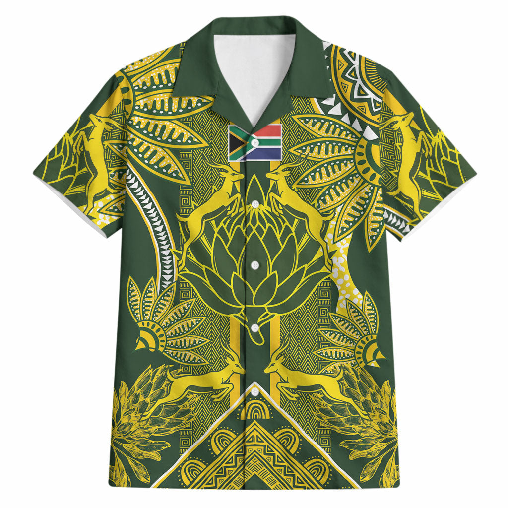 South Africa Rugby Custom Hawaiian Shirt Springbok with King Protea Inspired by African Heritage