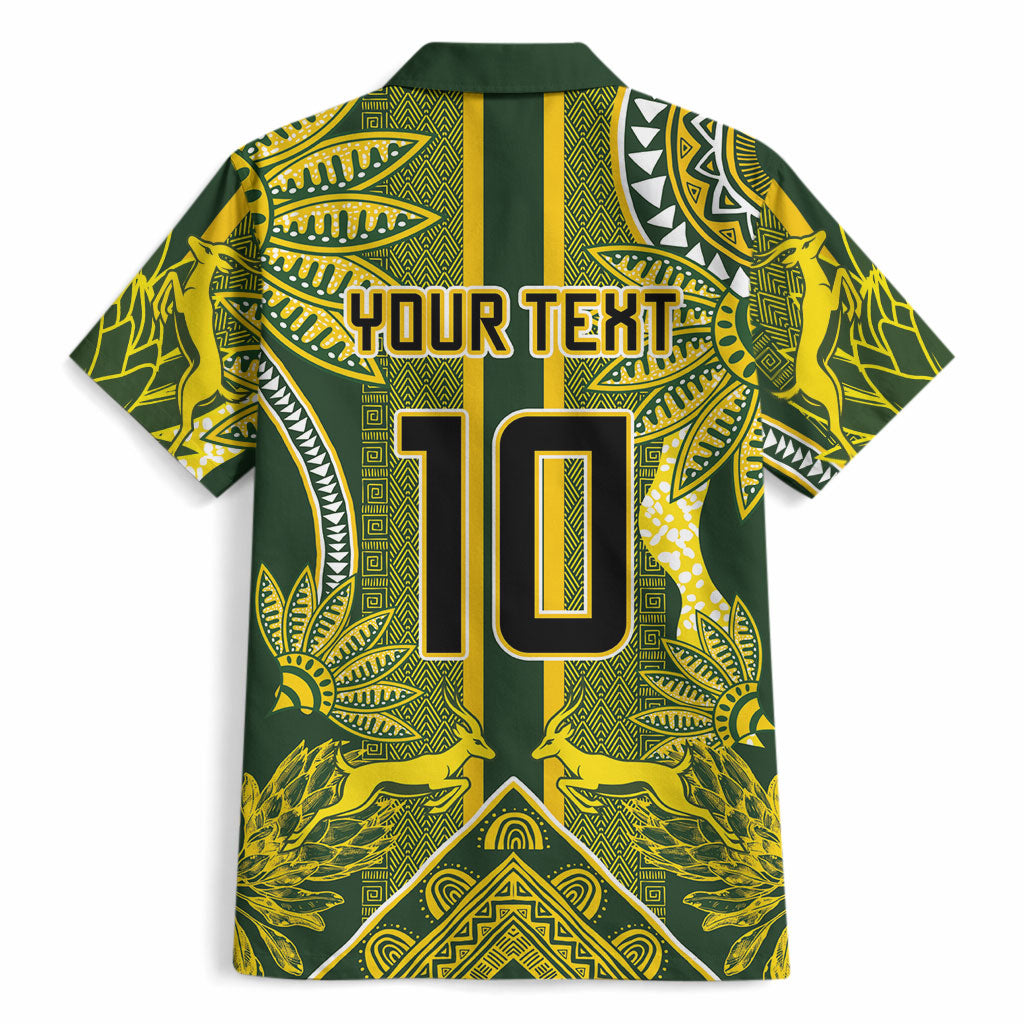 South Africa Rugby Custom Hawaiian Shirt Springbok with King Protea Inspired by African Heritage