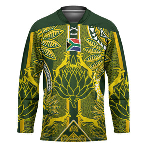 South Africa Rugby Custom Hockey Jersey Springbok with King Protea Inspired by African Heritage