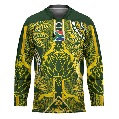 South Africa Rugby Custom Hockey Jersey Springbok with King Protea Inspired by African Heritage