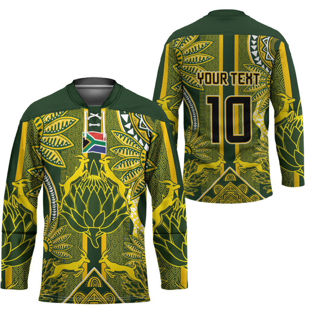 South Africa Rugby Custom Hockey Jersey Springbok with King Protea Inspired by African Heritage