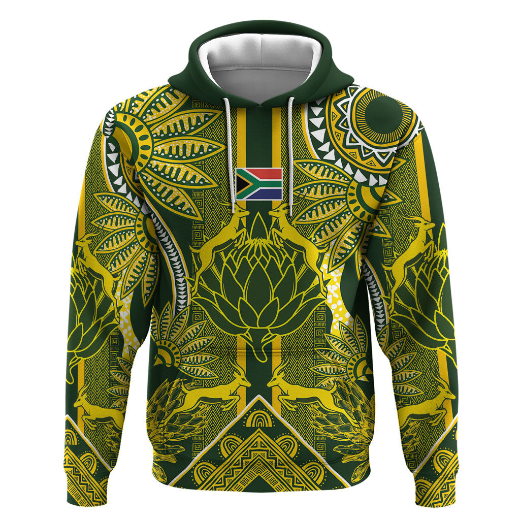 South Africa Rugby Custom Hoodie Springbok with King Protea Inspired by African Heritage