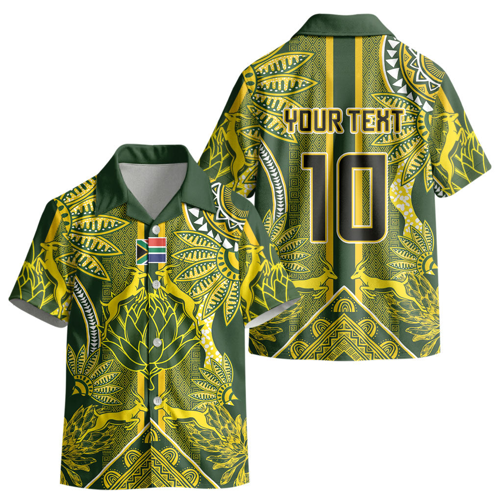 South Africa Rugby Custom Kid Hawaiian Shirt Springbok with King Protea Inspired by African Heritage