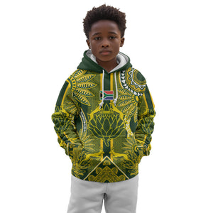 South Africa Rugby Custom Kid Hoodie Springbok with King Protea Inspired by African Heritage