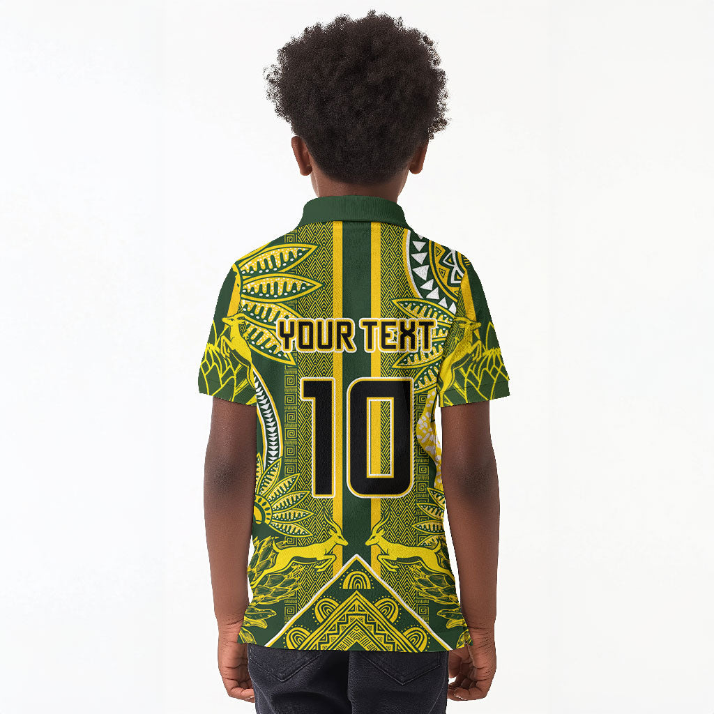 South Africa Rugby Custom Kid Polo Shirt Springbok with King Protea Inspired by African Heritage