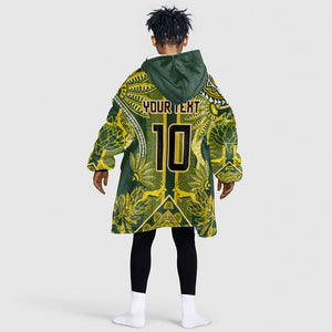 South Africa Rugby Custom Kid Wearable Blanket Hoodie Springbok with King Protea Inspired by African Heritage