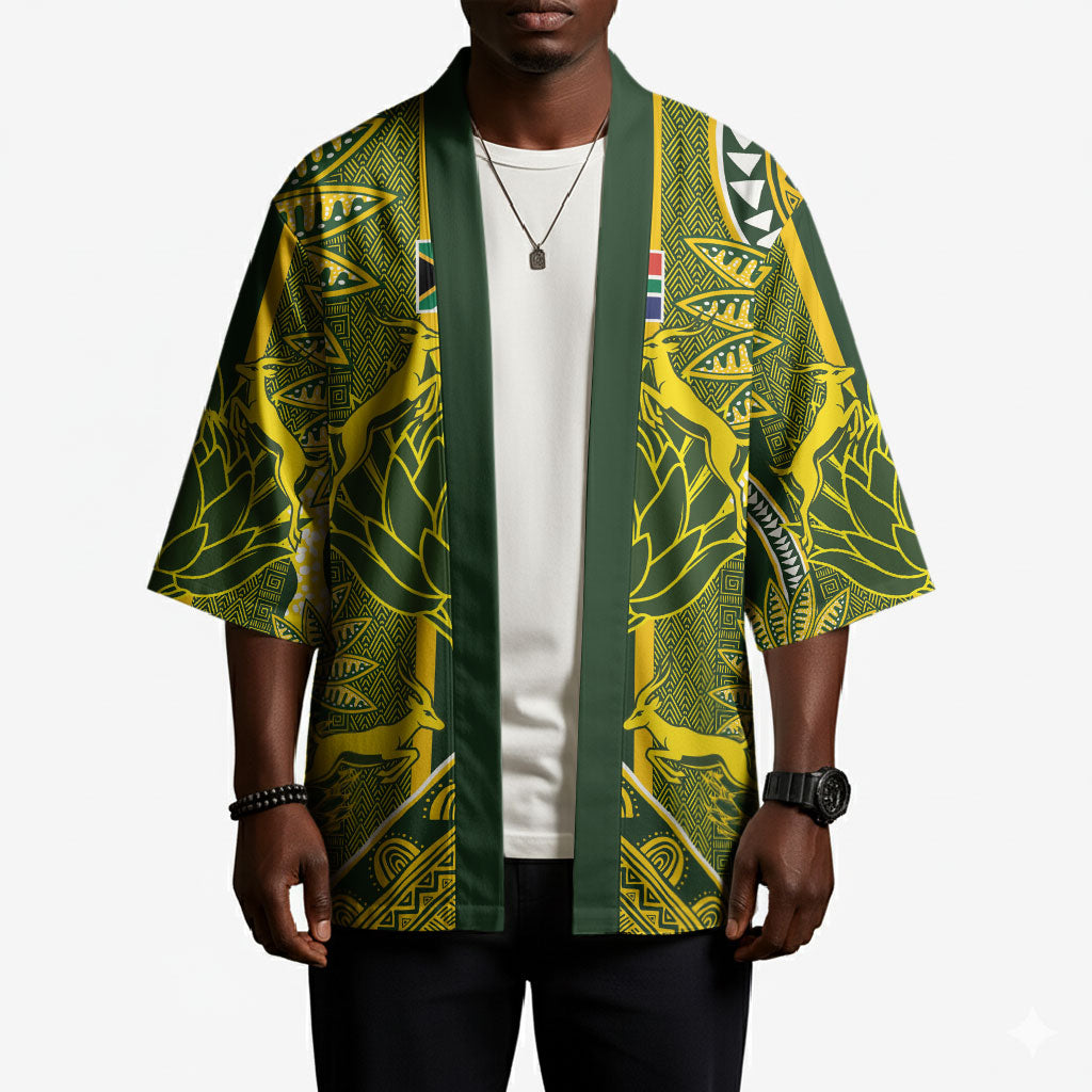 South Africa Rugby Custom Kimono Springbok with King Protea Inspired by African Heritage