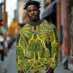 South Africa Rugby Custom Long Sleeve Shirt Springbok with King Protea Inspired by African Heritage