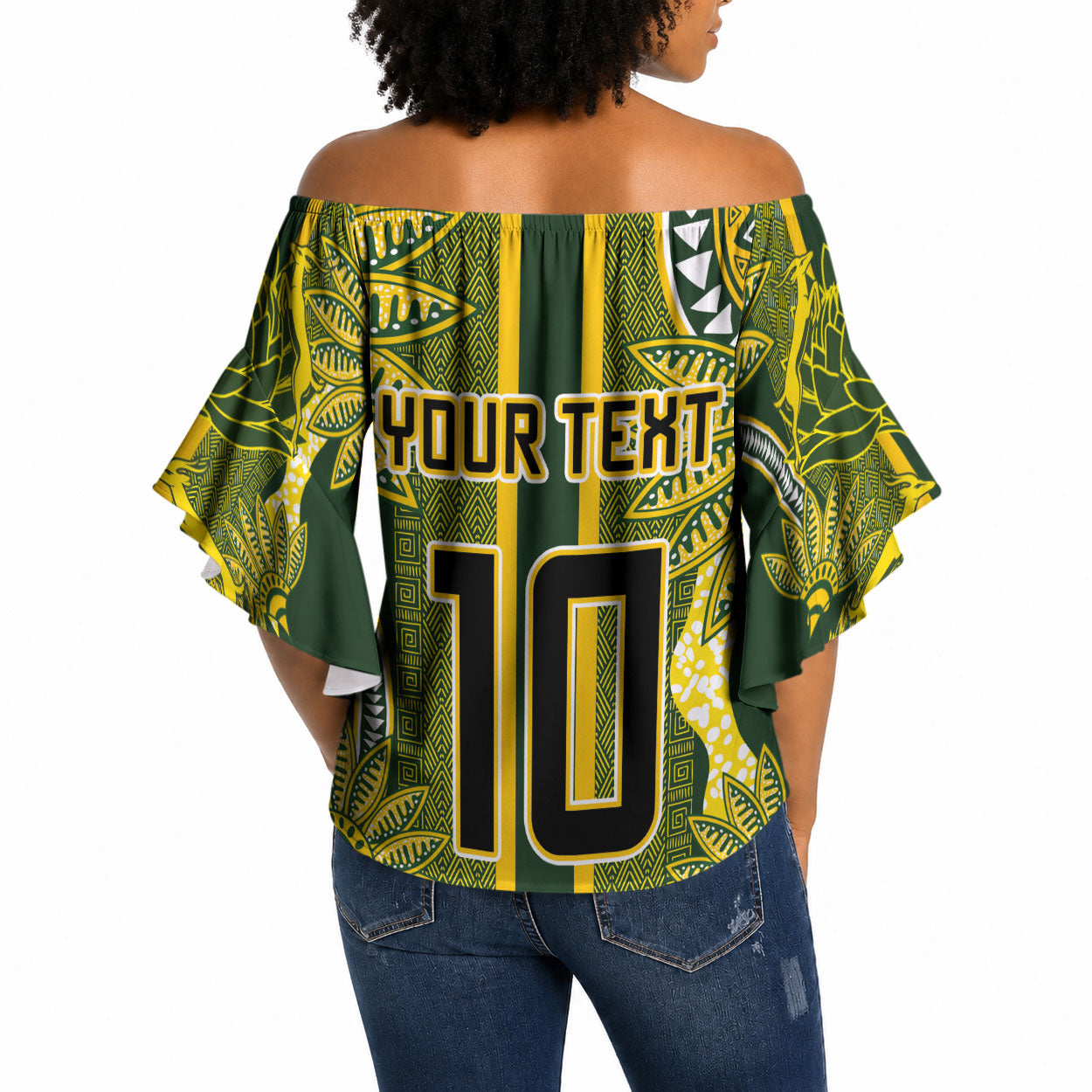 South Africa Rugby Custom Off Shoulder Wrap Waist Top Springbok with King Protea Inspired by African Heritage