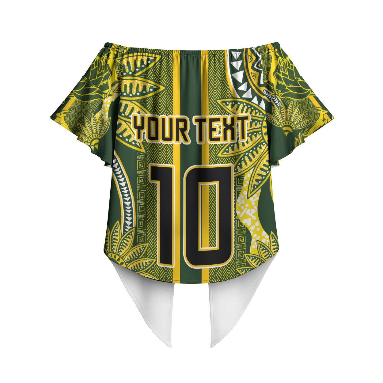 South Africa Rugby Custom Off Shoulder Wrap Waist Top Springbok with King Protea Inspired by African Heritage