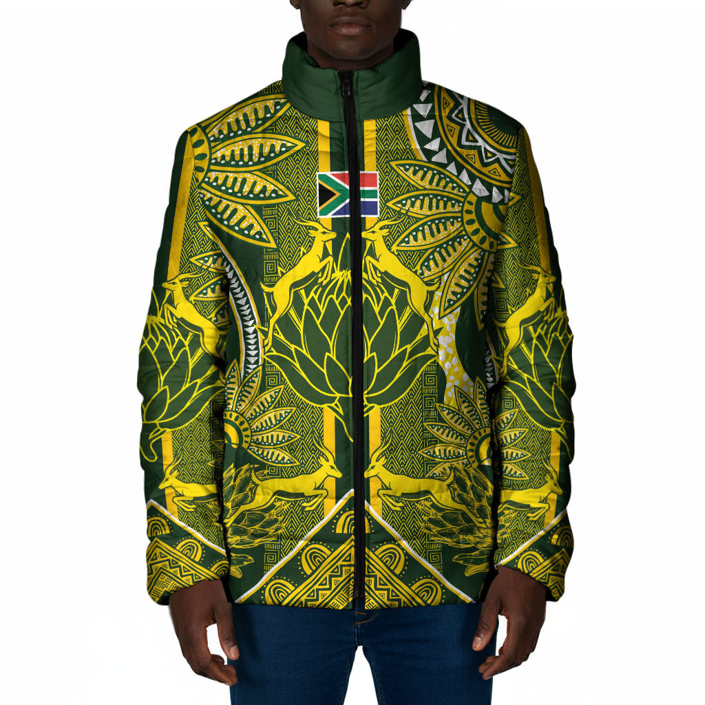 South Africa Rugby Custom Padded Jacket Springbok with King Protea Inspired by African Heritage