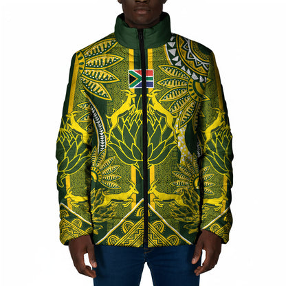 South Africa Rugby Custom Padded Jacket Springbok with King Protea Inspired by African Heritage