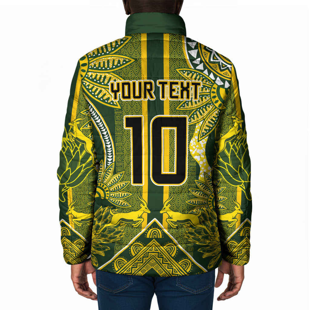 South Africa Rugby Custom Padded Jacket Springbok with King Protea Inspired by African Heritage