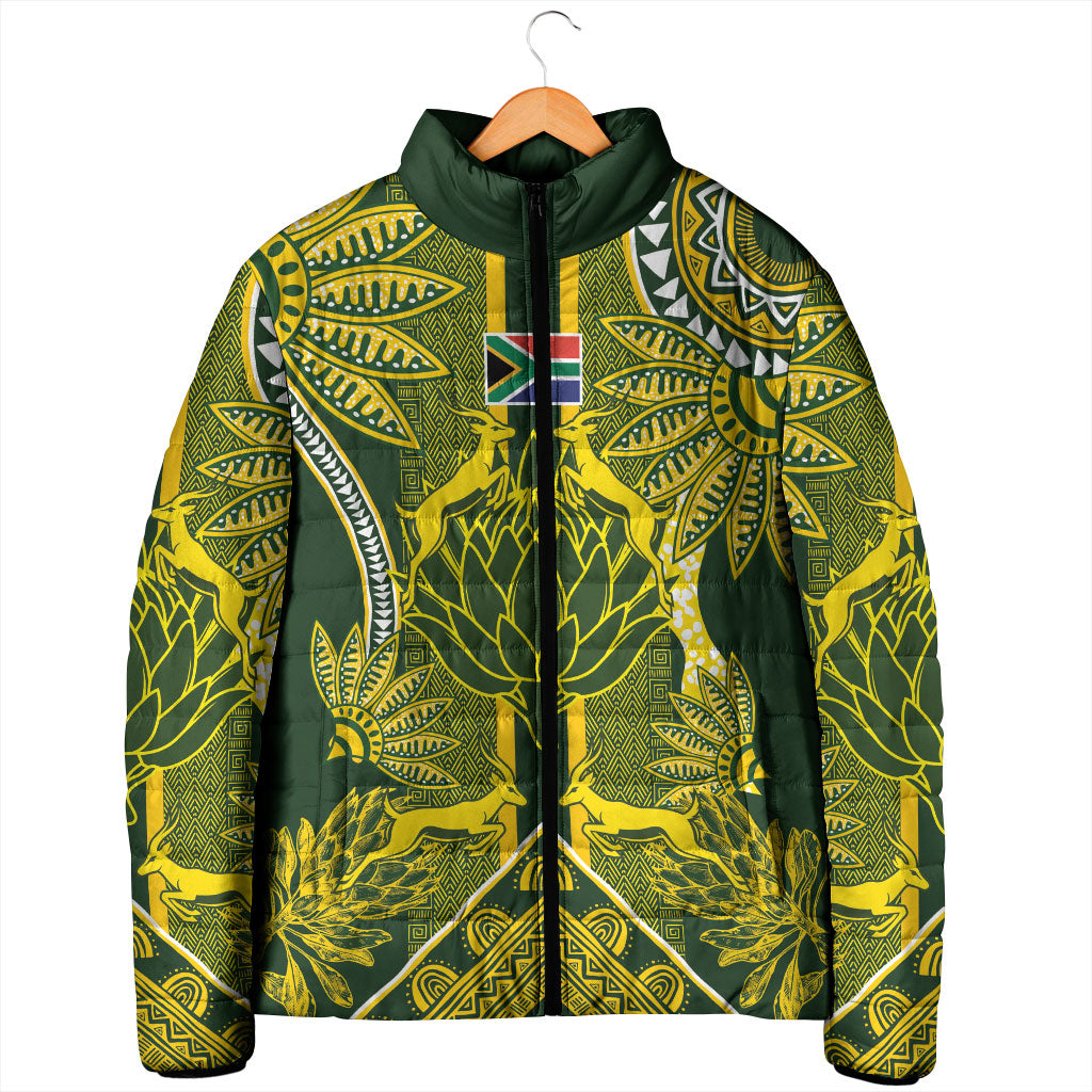 South Africa Rugby Custom Padded Jacket Springbok with King Protea Inspired by African Heritage