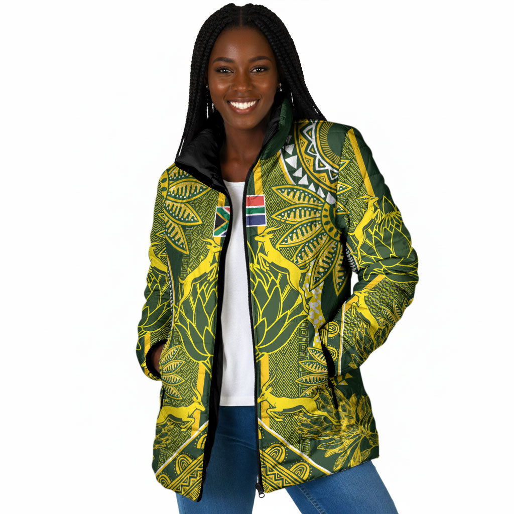 South Africa Rugby Custom Padded Jacket Springbok with King Protea Inspired by African Heritage