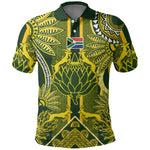 South Africa Rugby Custom Polo Shirt Springbok with King Protea Inspired by African Heritage
