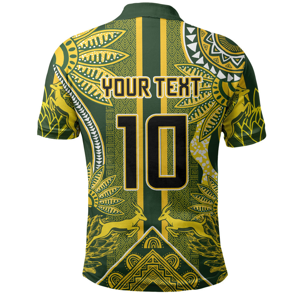 South Africa Rugby Custom Polo Shirt Springbok with King Protea Inspired by African Heritage