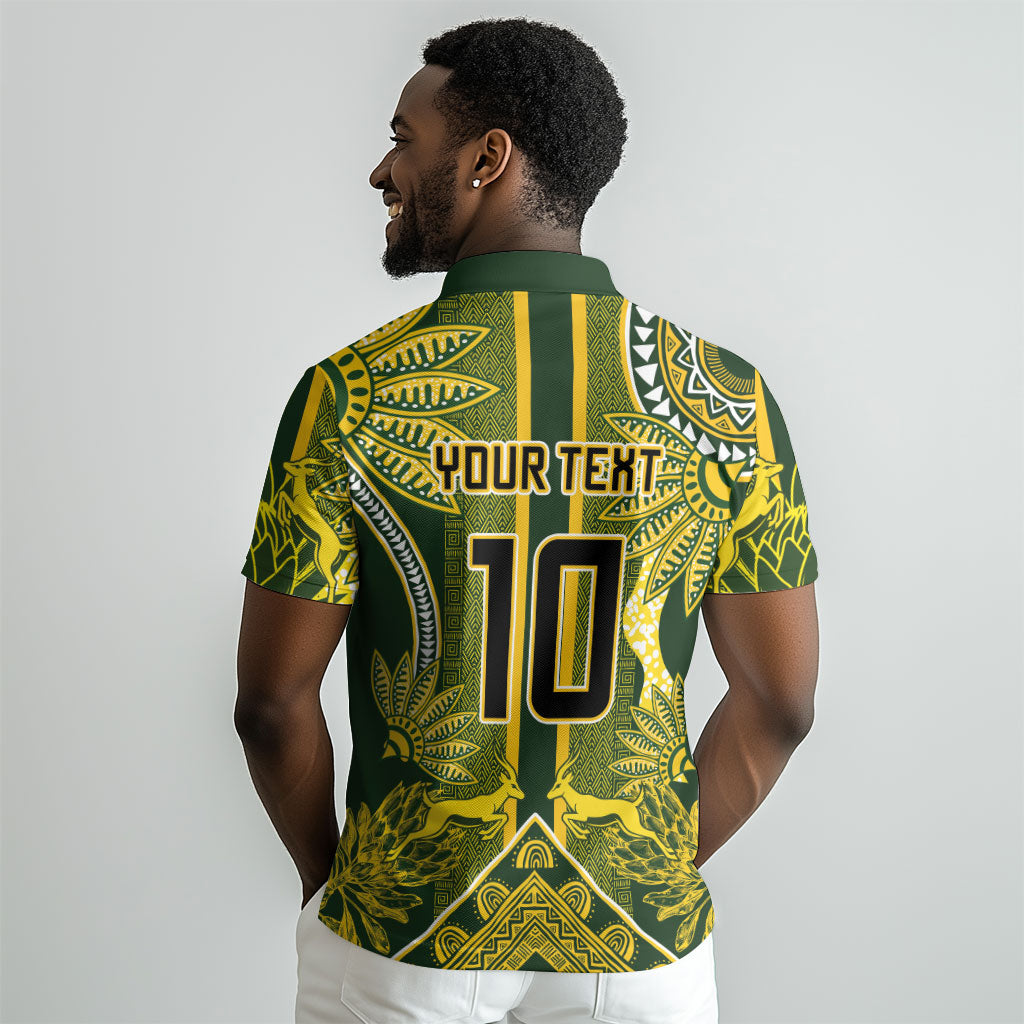 South Africa Rugby Custom Polo Shirt Springbok with King Protea Inspired by African Heritage