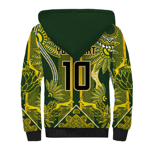 South Africa Rugby Custom Sherpa Hoodie Springbok with King Protea Inspired by African Heritage
