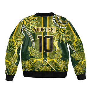 South Africa Rugby Custom Sleeve Zip Bomber Jacket Springbok with King Protea Inspired by African Heritage