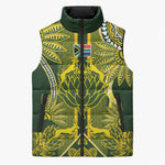 South Africa Rugby Custom Sleeveless Puffer Jacket Springbok with King Protea Inspired by African Heritage