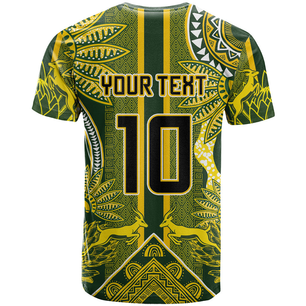 South Africa Rugby Custom T shirt Springbok with King Protea Inspired by African Heritage