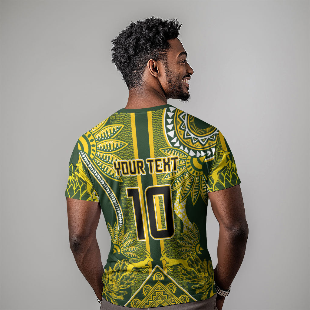 South Africa Rugby Custom T shirt Springbok with King Protea Inspired by African Heritage