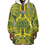 South Africa Rugby Custom Wearable Blanket Hoodie Springbok with King Protea Inspired by African Heritage