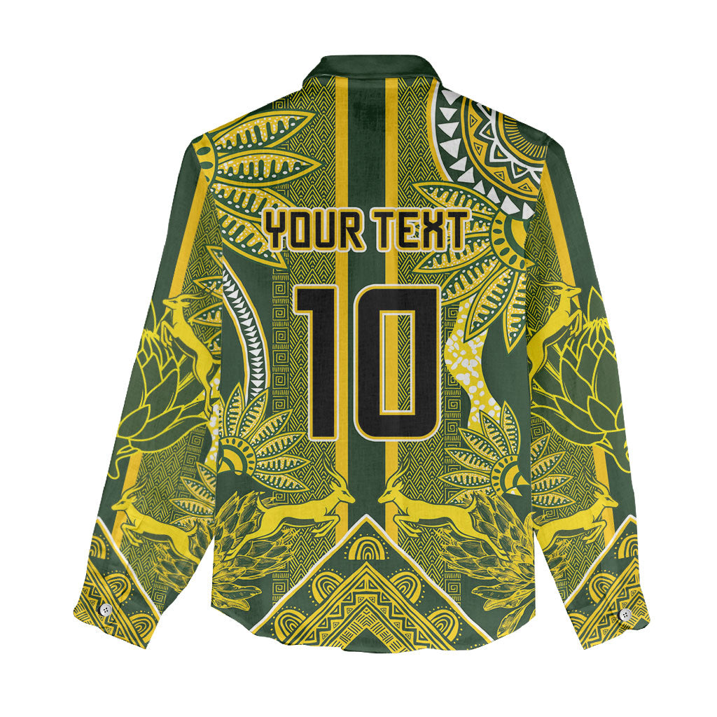 South Africa Rugby Custom Women Casual Shirt Springbok with King Protea Inspired by African Heritage