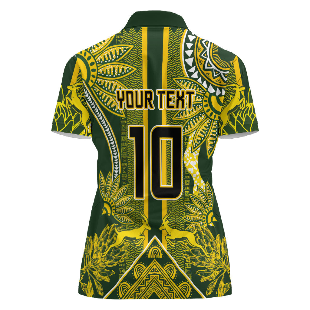 South Africa Rugby Custom Women Polo Shirt Springbok with King Protea Inspired by African Heritage
