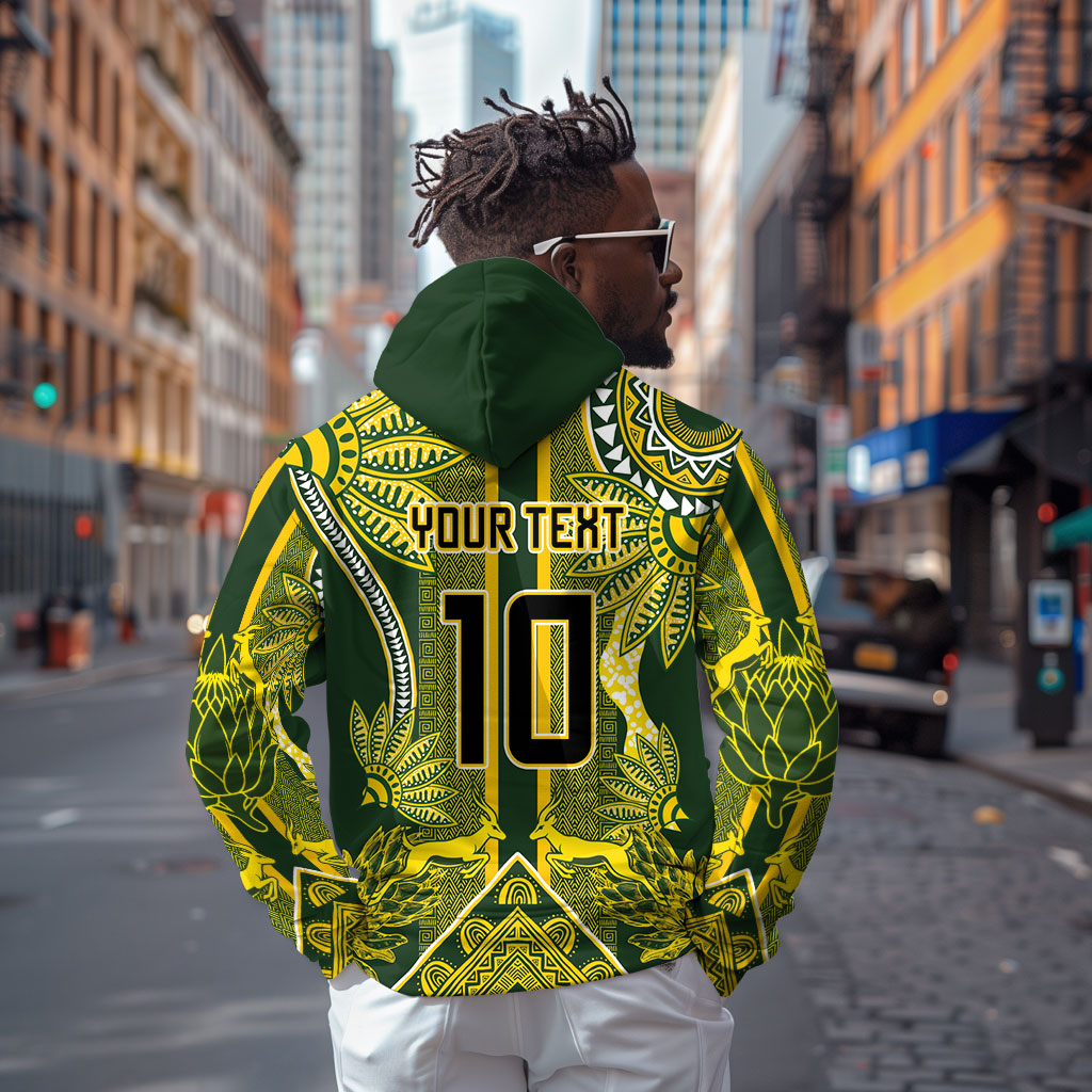 South Africa Rugby Custom Zip Hoodie Springbok with King Protea Inspired by African Heritage