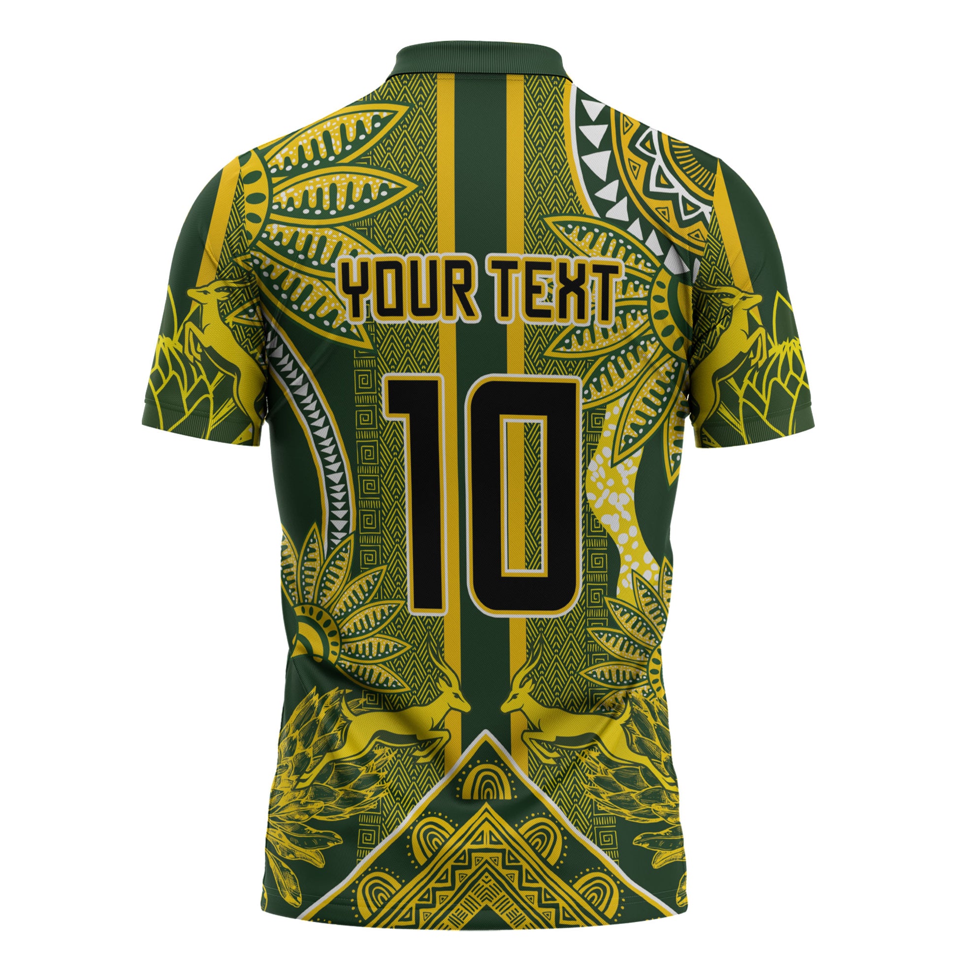 South Africa Rugby Custom Zipper Polo Shirt Springbok with King Protea Inspired by African Heritage