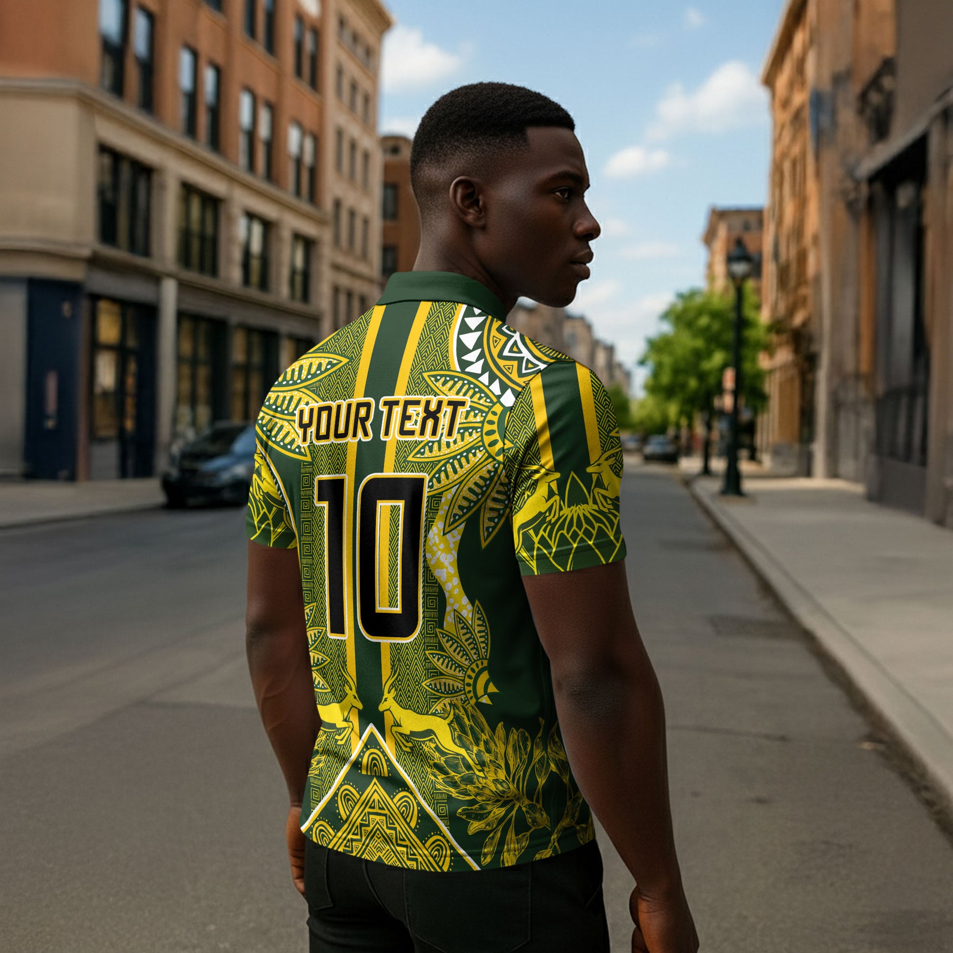 South Africa Rugby Custom Zipper Polo Shirt Springbok with King Protea Inspired by African Heritage