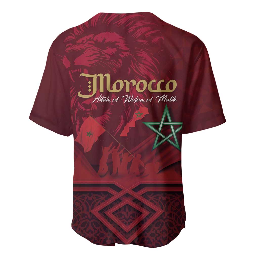 Happy Proclamation of Independence of Morocco Baseball Jersey Barbary Lion's Roar - Fight for Free and Peace