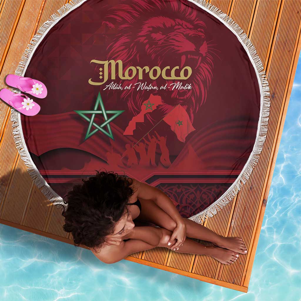 Happy Proclamation of Independence of Morocco Beach Blanket Barbary Lion's Roar - Fight for Free and Peace