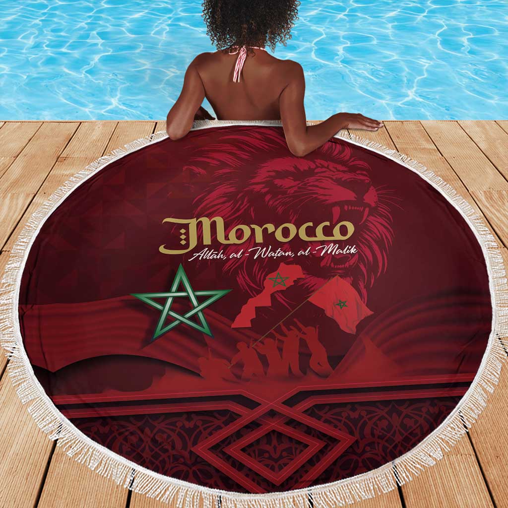 Happy Proclamation of Independence of Morocco Beach Blanket Barbary Lion's Roar - Fight for Free and Peace