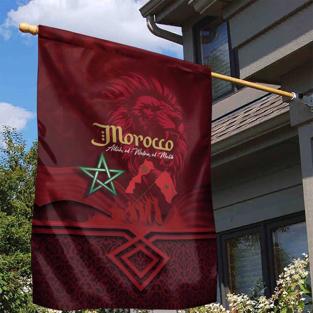 Happy Proclamation of Independence of Morocco Garden Flag Barbary Lion's Roar - Fight for Free and Peace