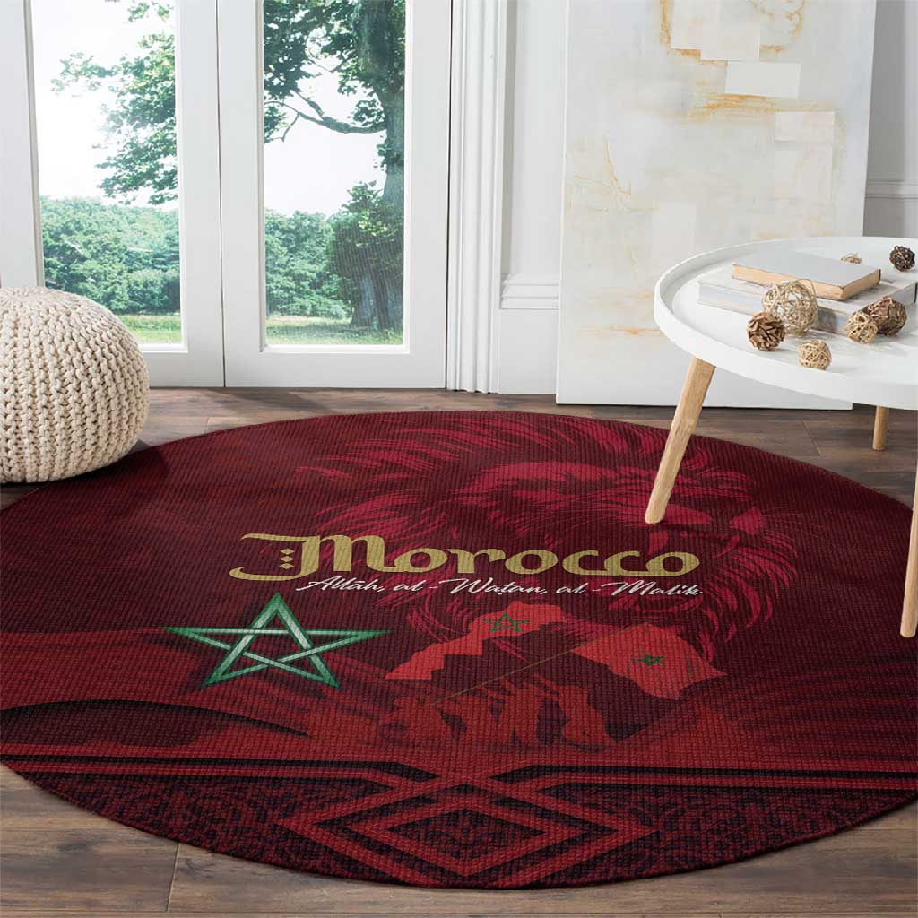 Happy Proclamation of Independence of Morocco Round Carpet Barbary Lion's Roar - Fight for Free and Peace