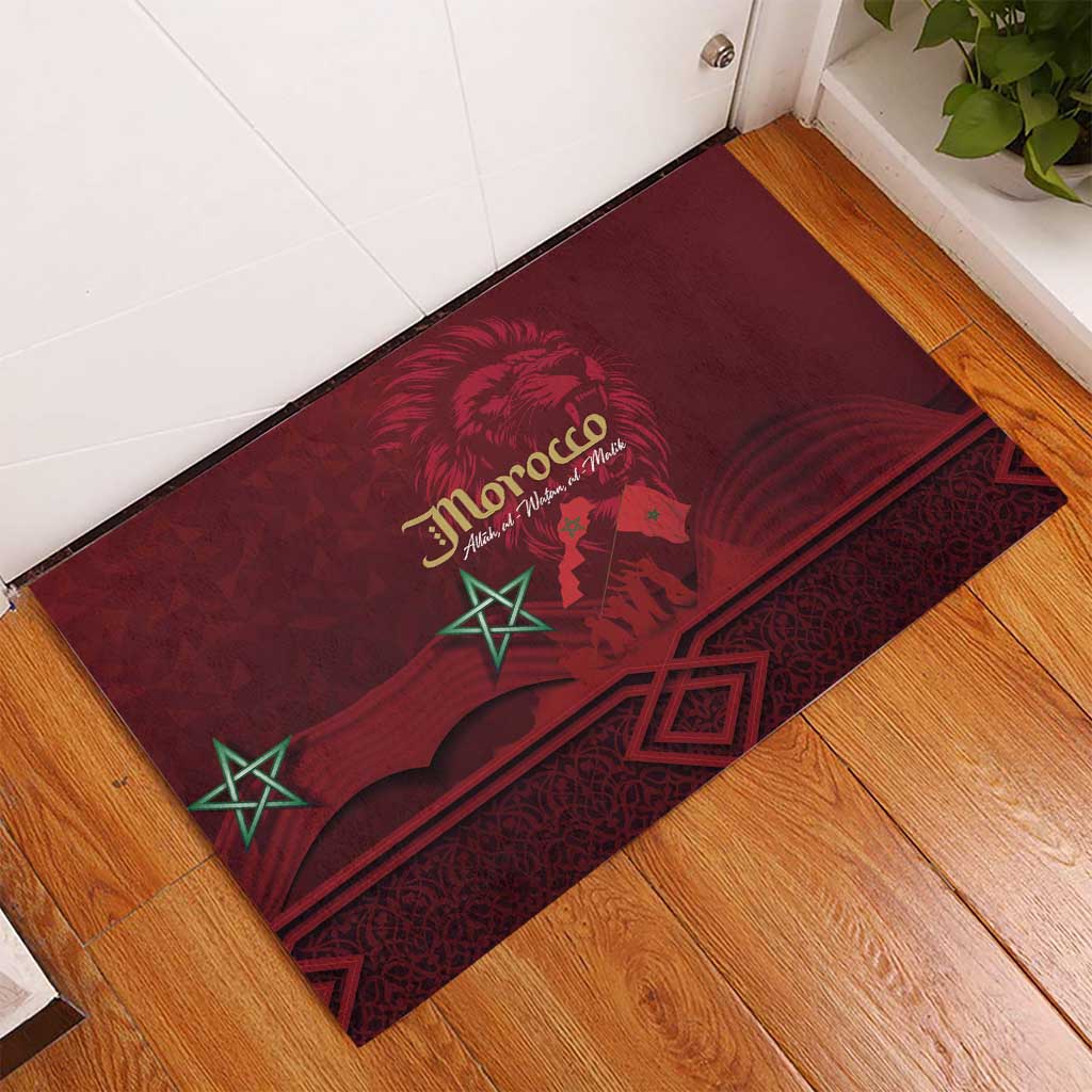 Happy Proclamation of Independence of Morocco Rubber Doormat Barbary Lion's Roar - Fight for Free and Peace
