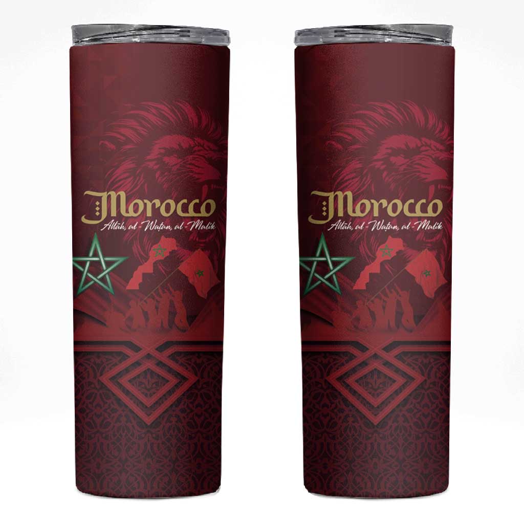 Happy Proclamation of Independence of Morocco Skinny Tumbler Barbary Lion's Roar - Fight for Free and Peace