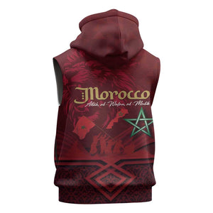 Happy Proclamation of Independence of Morocco Sleeveless Zip Hoodie Barbary Lion's Roar - Fight for Free and Peace - African Pride