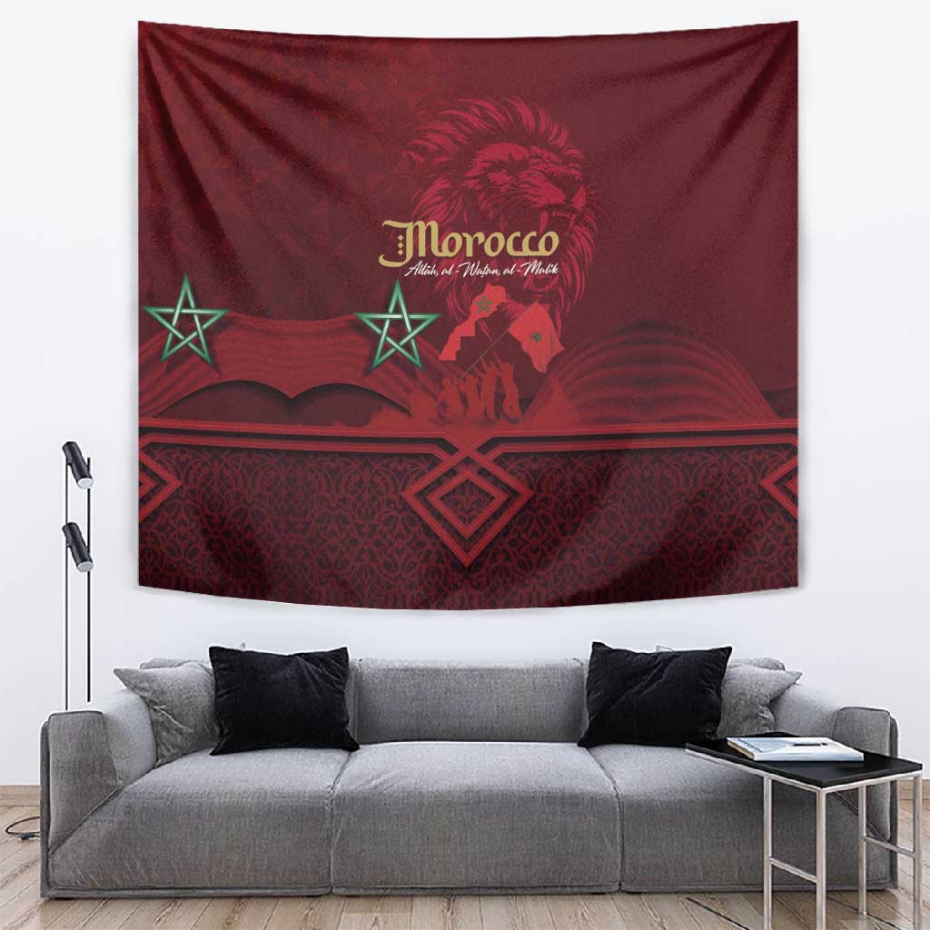 Happy Proclamation of Independence of Morocco Tapestry Barbary Lion's Roar - Fight for Free and Peace