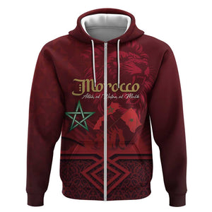 Happy Proclamation of Independence of Morocco Zip Hoodie Barbary Lion's Roar - Fight for Free and Peace