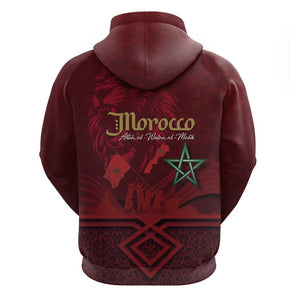 Happy Proclamation of Independence of Morocco Zip Hoodie Barbary Lion's Roar - Fight for Free and Peace