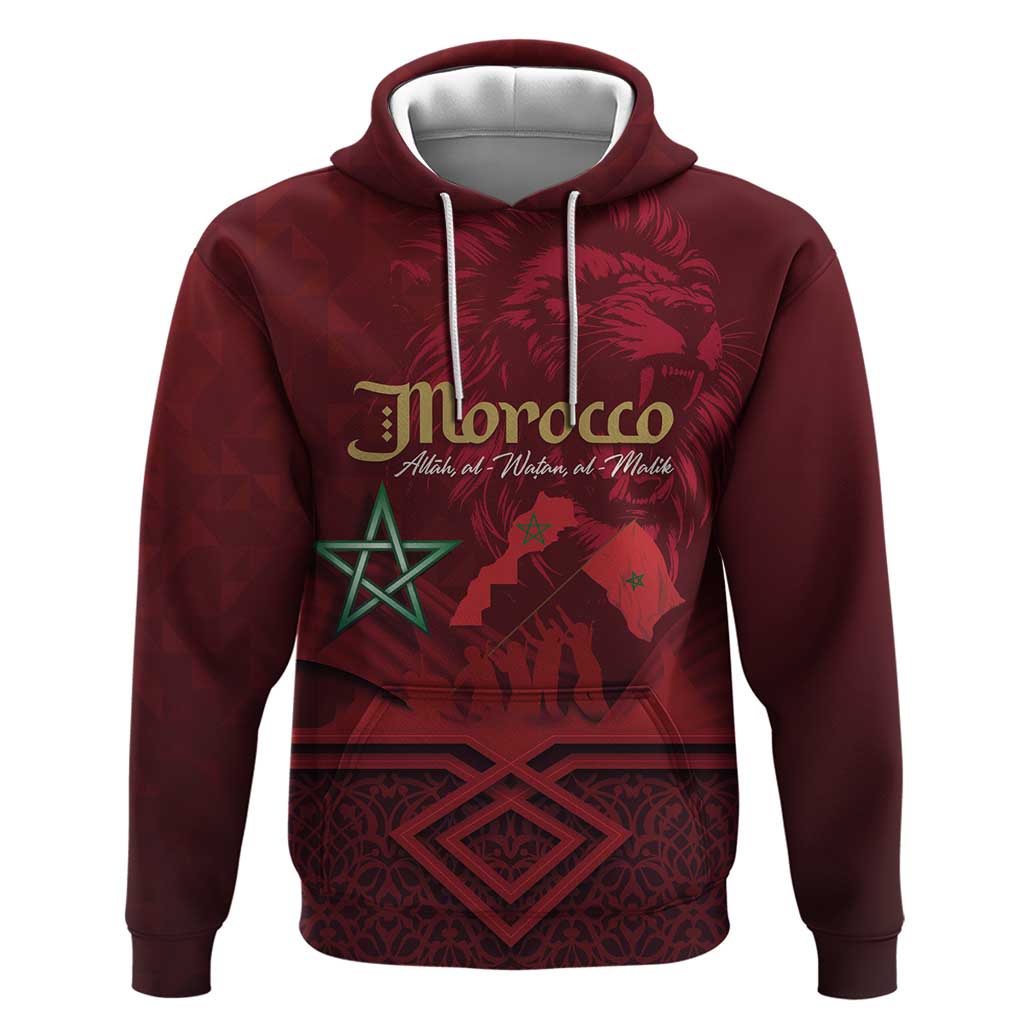 Happy Proclamation of Independence of Morocco Zip Hoodie Barbary Lion's Roar - Fight for Free and Peace